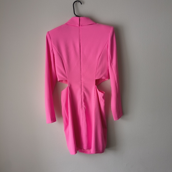 Express Pink Cutout Waist Blazer Dress Size Small Long Sleeve Mini - Picture 4 of 5